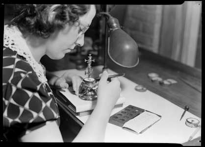 Lancaster, Pennsylvania - Hamilton Watches. Operation - vibrating hair spring - skilled operation - hair spring is... - NARA - 518442