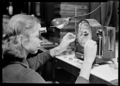Lancaster, Pennsylvania - Hamilton Watches. Operation - weighing balances screws or timing watches on milligram... - NARA - 518440