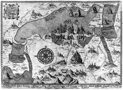 Map of Mexico City and environs, showing some buildings) - Samuel Estradanus sculptist, Didac Cisneros inventor LCCN2003669698