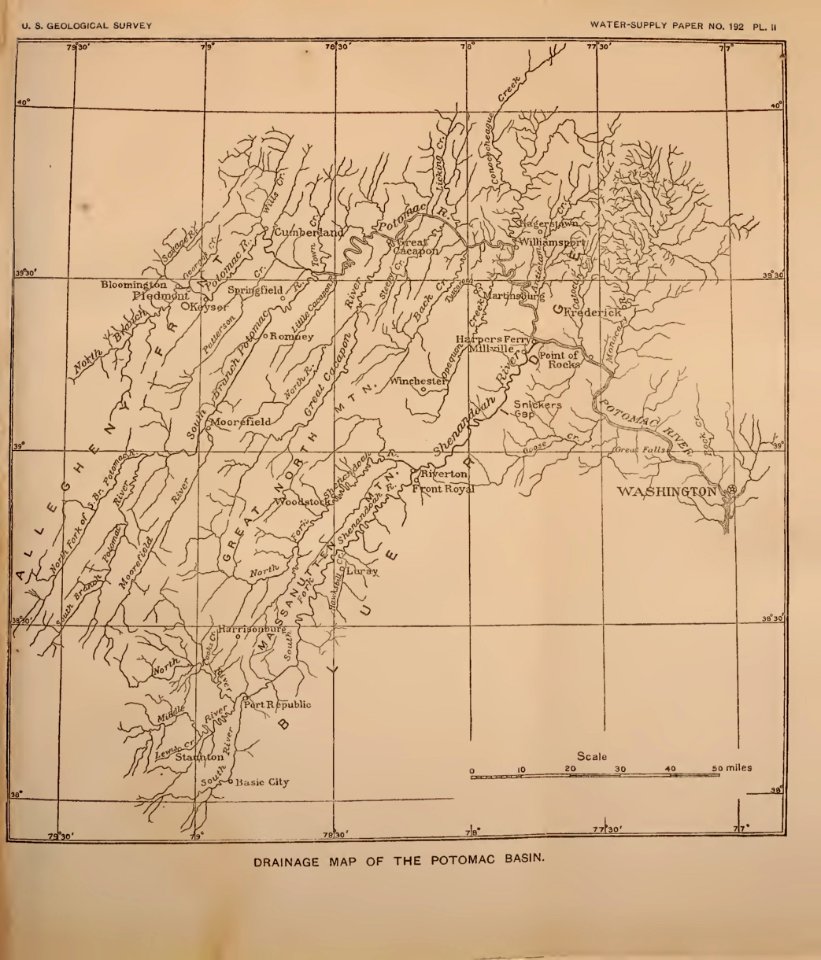 Map of Potomac River Watershed in West Virginia Virginia Pennsylvania Maryland