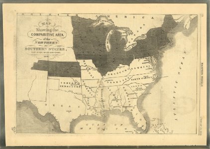 Map showing the comparitive area of the Northern and Southern states east of the Rocky Mountains, 1861 LCCN2008680209