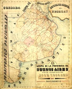 Mapa de la provincia de Buenos Aires, por el alumno maestro José Toscano, 1882