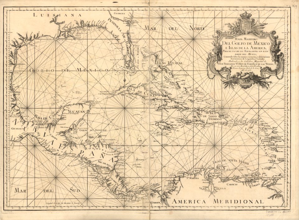 Mapa del Caribe de 1755