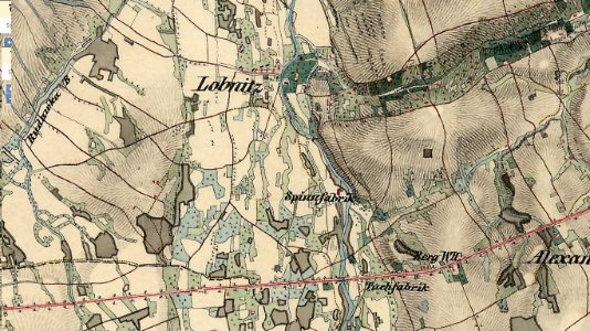 Map of Wapienica (Lobnitz), district of Bielsko-Biała, in 1855