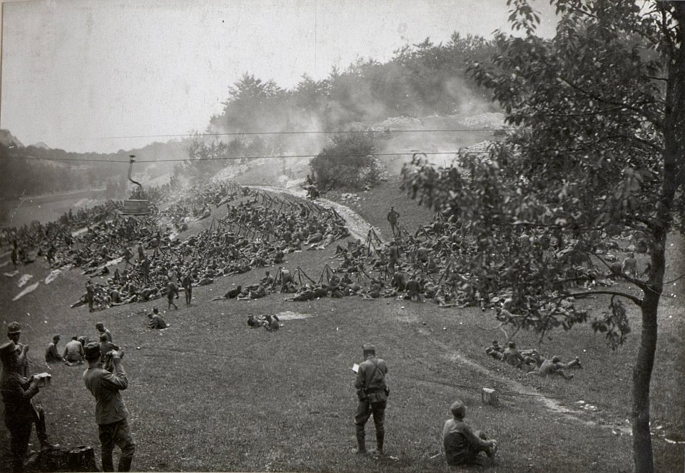 Lagernde Truppen im Ternovanerwalde. 3.9.17. (BildID 15603686)