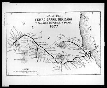 Mapa del ferro carril Mexicano y ramales de Puebla y Jalapa LCCN2005691825