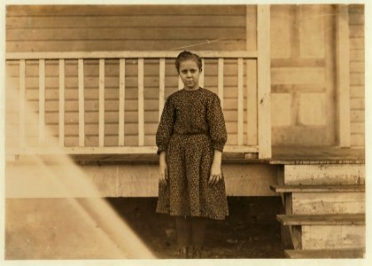 Maple Mill, Dillon, S.C. Etta Squires,-12 years old. Been in mill 3 years. Runs 5 sides. Mother was very proud of this. She own two houses and doesn't work in the mill herself. LOC nclc.01480
