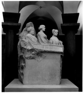 Marble statue of three suffragists by Adelaide Johnson in the Capitol crypt, Washington, D.C. - Original