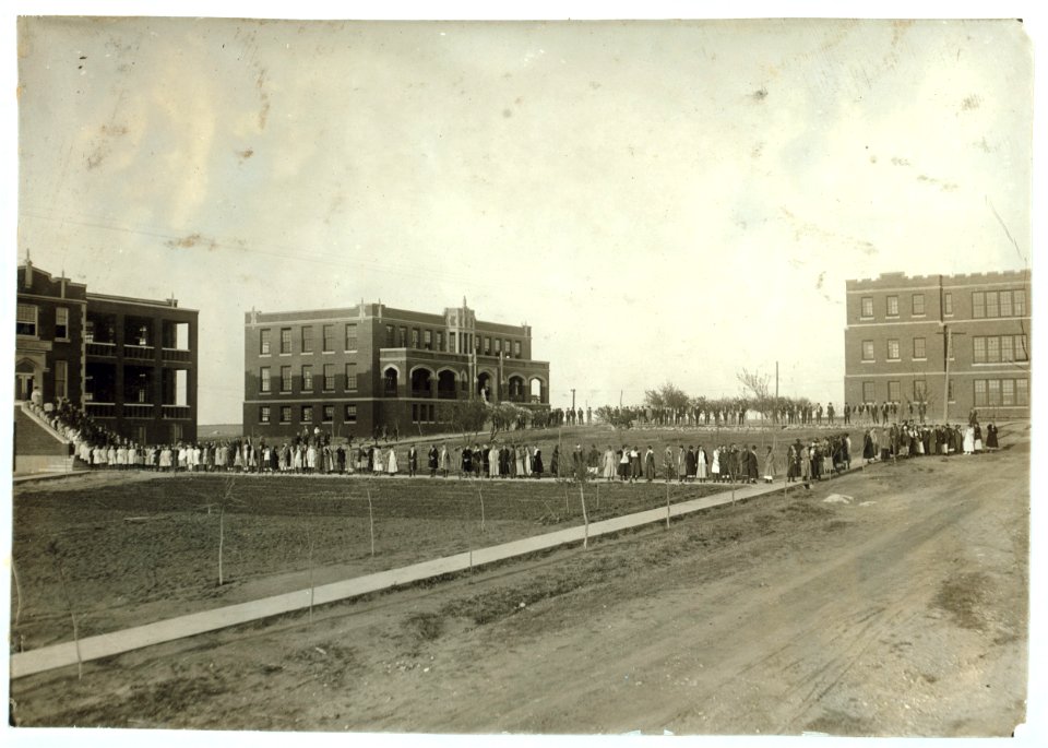 Marching to supper, Training School for Deaf Mutes. Crowded conditions. See Gibbons report. LOC nclc.05253
