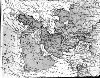 Map of the eastern Mediterranean to India, Gulf of Aden and Arabian Sea