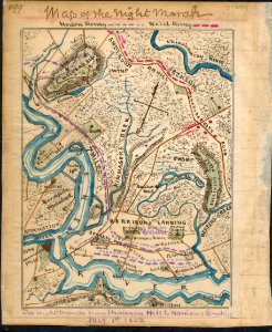 Map of the night's march after Battle of Malvern Hill