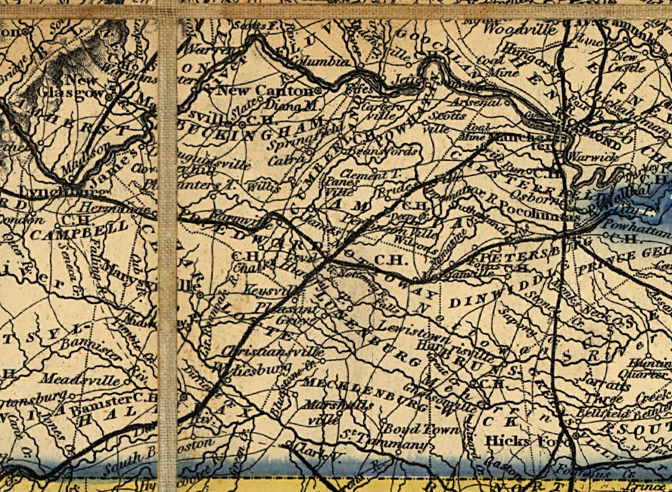 Map of the Southern States of North America - Cropped to show the Southern Railroad