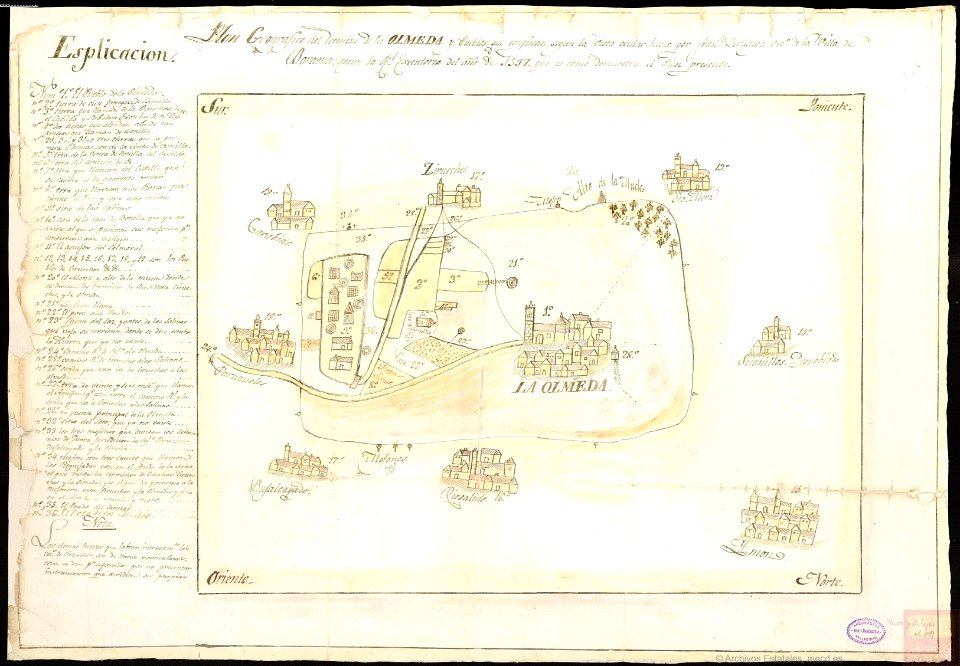 Mapa de La Olmeda y Riosalido 1597