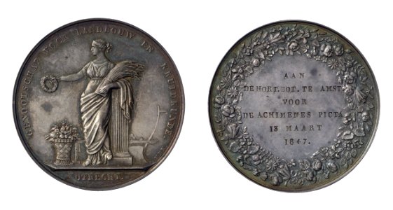 Landbouw (Genootschap voor) - en Kruidkunde te Utrecht, prijspenning t.g.v. Hortus Botanicus, objectnr PA 1738