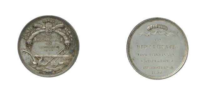 Landbouw, (Hollandsche Maatschappij van) -, prijspenning vd. t.n.v. wede. I.F. Hunck, objectnr PA 1410