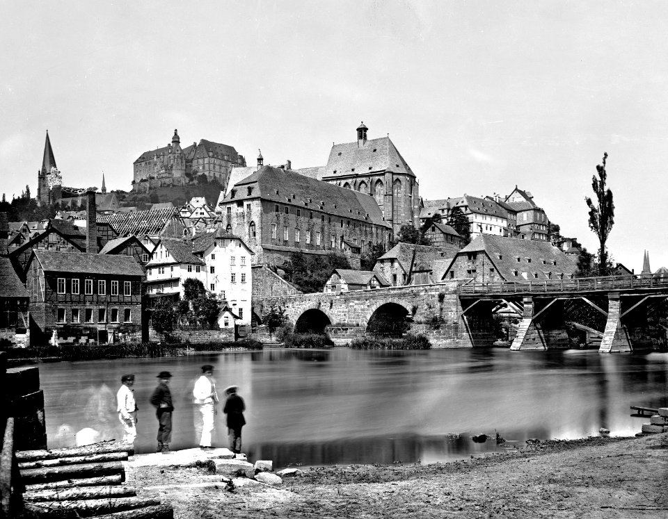 Marburg Stadtansicht von Weidenhausen Ludwig Bickell vor 1879