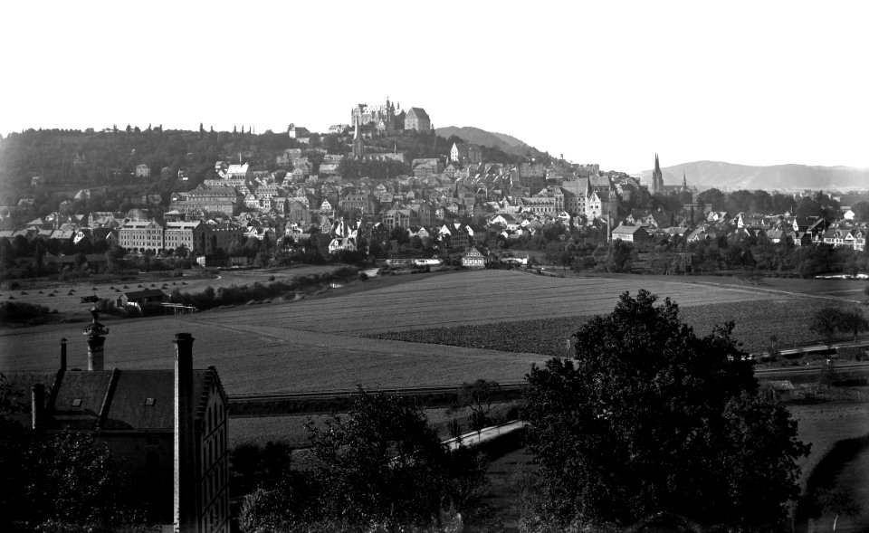 Marburg Stadtansicht von SO Ludwig Bickell nach 1891