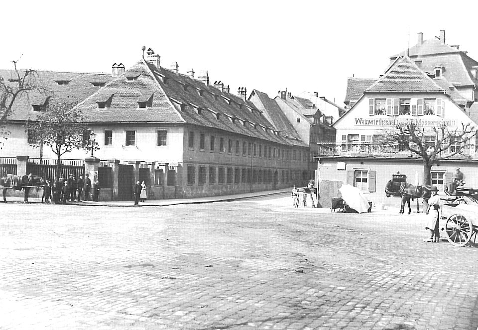 Langgasskaserne und Weinwirtschaft Messerschmitt 1892