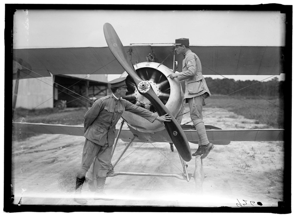 LANGLEY FIELD, VA. FRENCH NIEUPORT PLANE, TYPE 17, WITH CAPT. J.C. BARTOLF AND LT.E. LeMAITRE LCCN2016868204