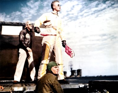 Landing Signal Officer aboard USS Belleau Wood (CVL-24), circa in 1945 (80-G-K-5186)