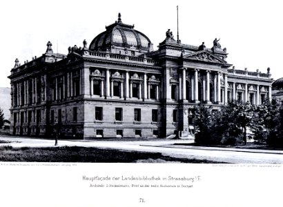 Landesbibliothek in Straßburg, Architekt S. Neckelmann, Prof an der TH Stuttgart, Tafel 71, Kick Jahrgang I