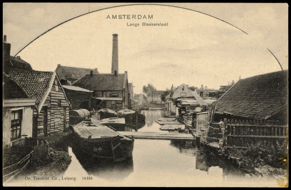 Lange Bleekersloot (later de Clercqstraat). Uitgave Dr. Trenkler Co. Leipzig, Afb PRKBB00504000001