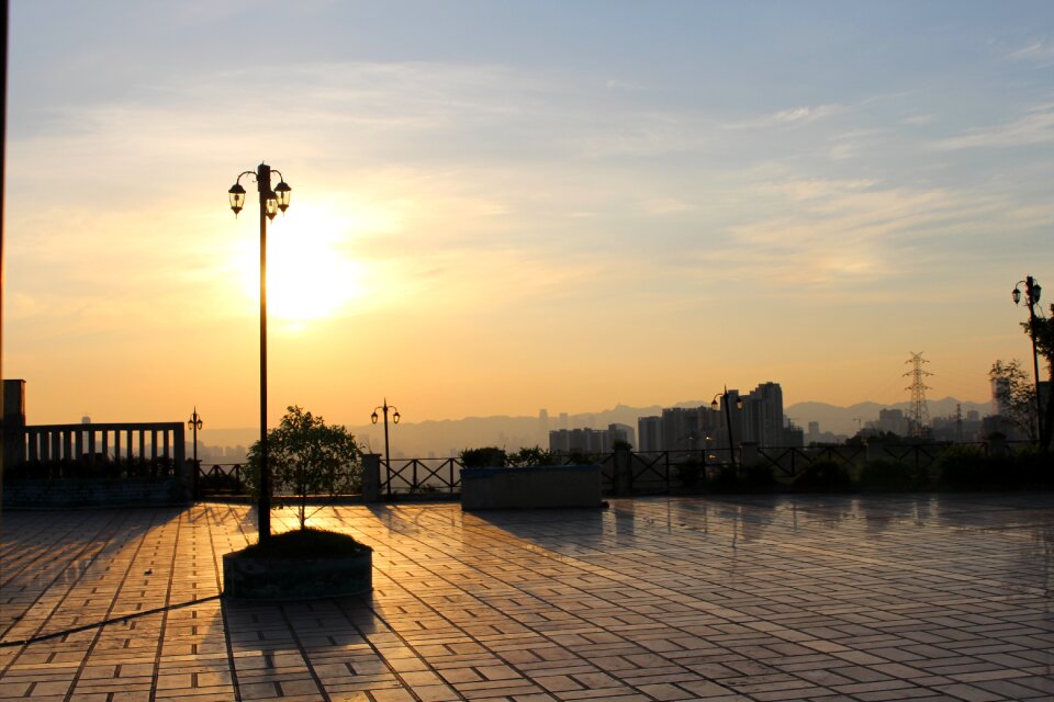 Early in the morning sunrise backlighting