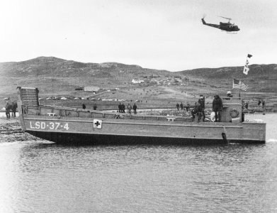Landing Craft, Mechanized beached on the Shetland Islands during exercise Northern Wedding 78, 2 September 1978 (USN 1173293)