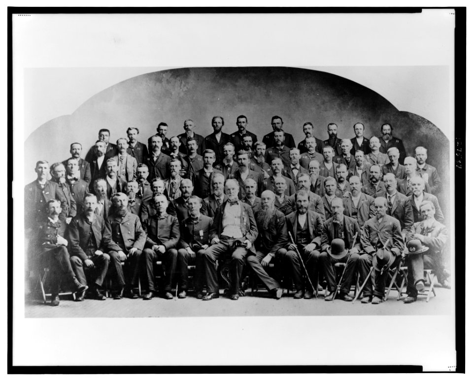 Large group of Union veterans of the Civil War. including William Tecumseh Sherman (front row, center), posed LCCN2001695616