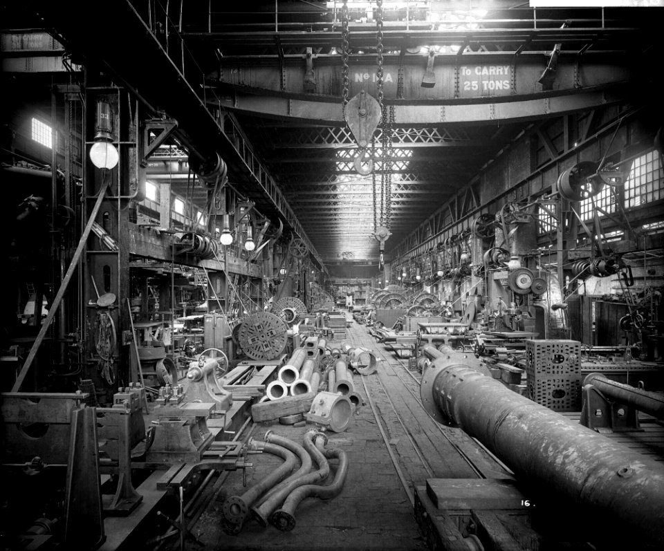 Large Machine Shop in the Engine Works at John Brown and Co Ltd, Clydebank, 1901 RMG G10561