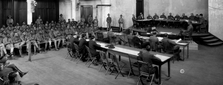 Largest Murder Trial in the History of the United States. Scene during Court Martial of 64 members . . . - NARA - 533485 (cropped)