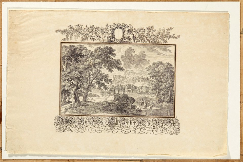 Landskapsbild i kopparstick - Skoklosters slott - 98096