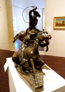 Lassoing Wild Horses, by Solon H. Borglum, 1898, bronze, view 2 - Blanton Museum of Art - Austin, Texas - DSC08183 photo