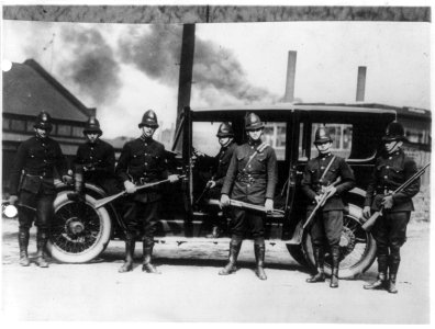 Latest news from the steel district - State troopers ready for a hurry call at Farrell, Pa. LCCN2002699935