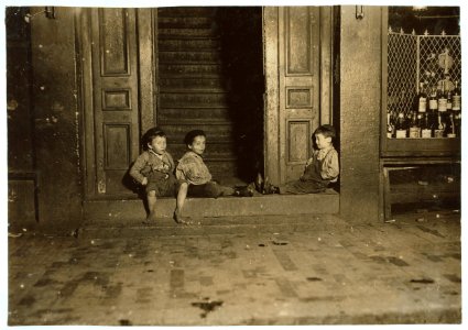 Late at night. Street boys. 'Jest hanging around.' LOC cph.3a01158