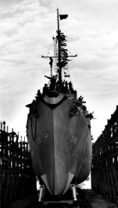 Launch of USS Gustafson (DE-182) at Federal Shipbuilding and Drydock Company, Kearny, New Jersey (USA), on 3 October 1943 (L45-114.07.01)