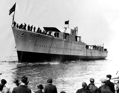 Launch of HMS Matabele (F26) at Scotts Shipbuilding and Engineering Company on 6 October 1937