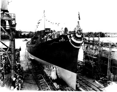 Launch of USS French (DE-367) at the Consolidated Steel Corporation, Orange, Texas (USA), on 17 June 1944