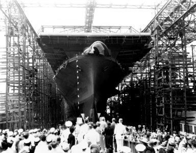 Launching of USS Hornet (CV-12) 1943