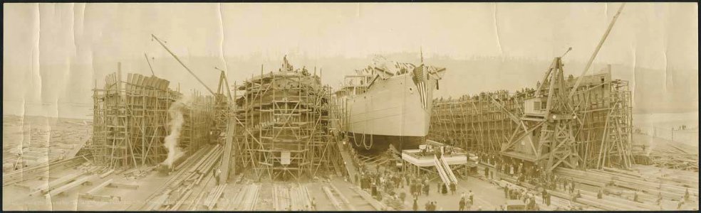 Launching of the Steamship Bellata, Seattle, April 17, 1918 (MOHAI 12997)