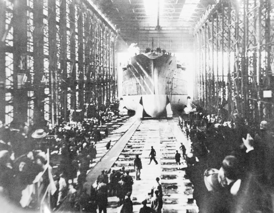 Launching of USS Oklahoma (BB-37) at New York Shipbuilding Company, Camden, New Jersey, 1914 (21327620685)