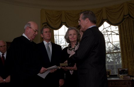 Laurence Silberman issues the Oath of Office to Donald Rumsfeld