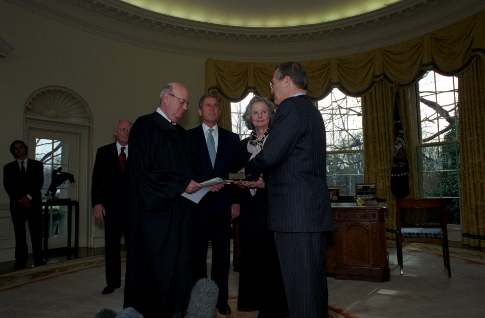 Laurence Silberman swears in Donald Rumsfeld
