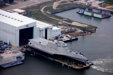 Launch of USS Gabrielle Giffords (LCS-10) in February 2015