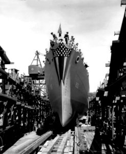 Launch of USS Martin (DE-30) at Mare Island Naval Shipyard on 18 May 1943