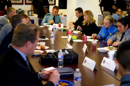 Law enforcement explorers gathered for lunch during conference