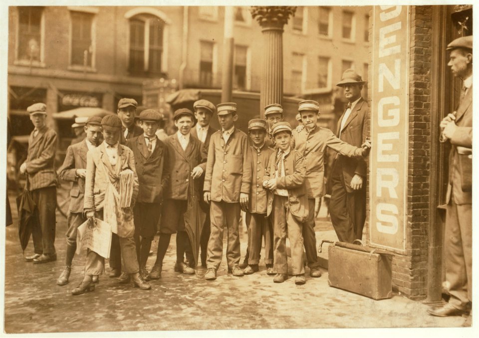 Lawrence McCarthy, 75 Hafford St. Henry Doyal (smaller boy), 721 Bay St. Matthias Rindan, 823 Grinnell St. Edward Myles, (smallest), 198 Tecumseh St., Fall River, August 26, 1911. LOC nclc.03746