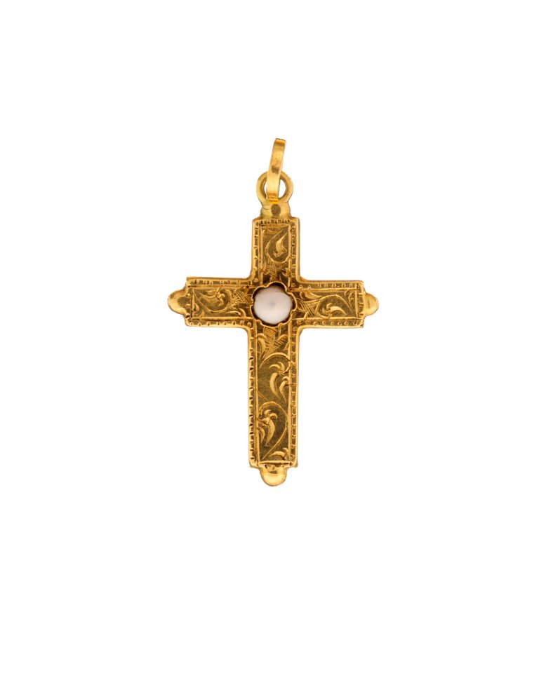 Latinskt guldkors med pärla, 1861 - Hallwylska museet - 109707