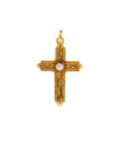 Latinskt guldkors med pärla, 1861 - Hallwylska museet - 109707