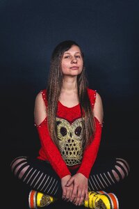 Fashion long hair black background